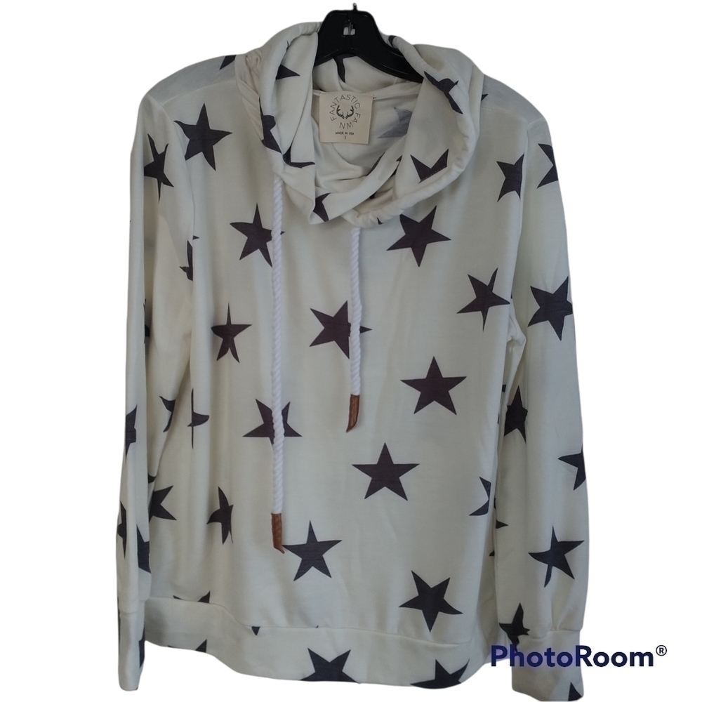Fantastic Fawn Hoodie with Navy Stars  Sz S